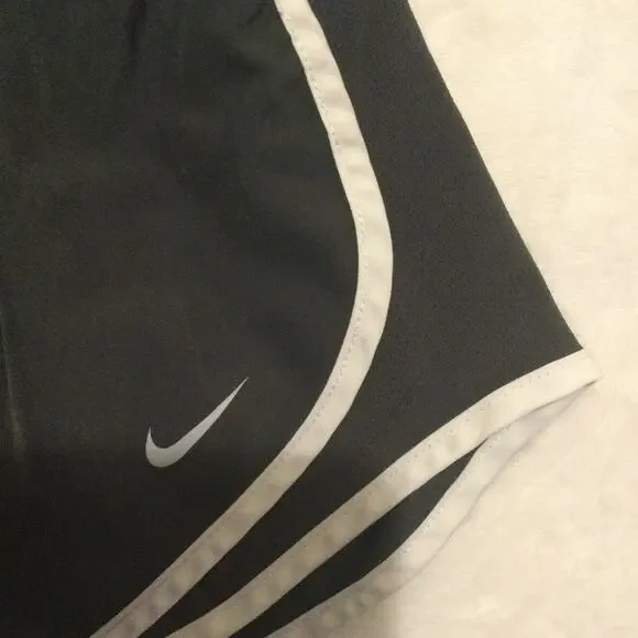 Nike Dri Fit Running Shorts Women S White/Grey Brief-Lined Mesh Sides - Picture 2 of 7